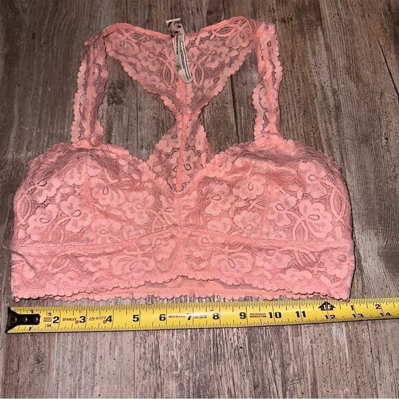 Free people Women's Galloon Lace Racerback peach sz M - Picture 5 of 5